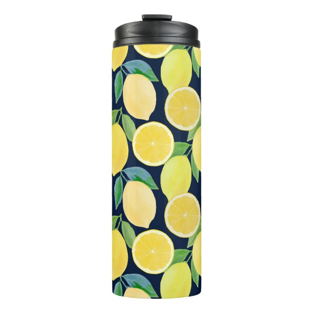 Termo Lemones acuarela: Ilustracion de patrón fresco (Anverso)