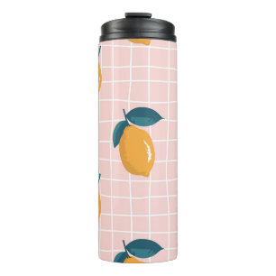 Termo Lemones, geometría retro, patrón veraniego sin cos