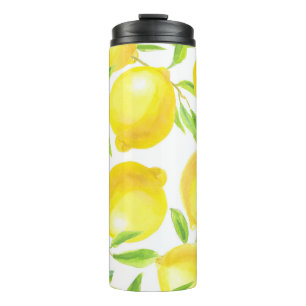 Termo Lemones y hojas de acuarela: patrón.