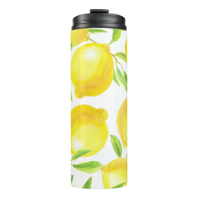 Termo Lemones y hojas de acuarela: patrón. (Anverso)