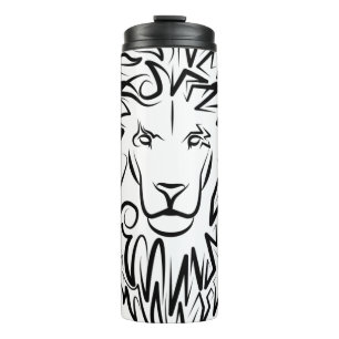 Termo León tribal blanco y negro
