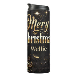 Termo Leopard Christmas Gold Personalized Tumbler