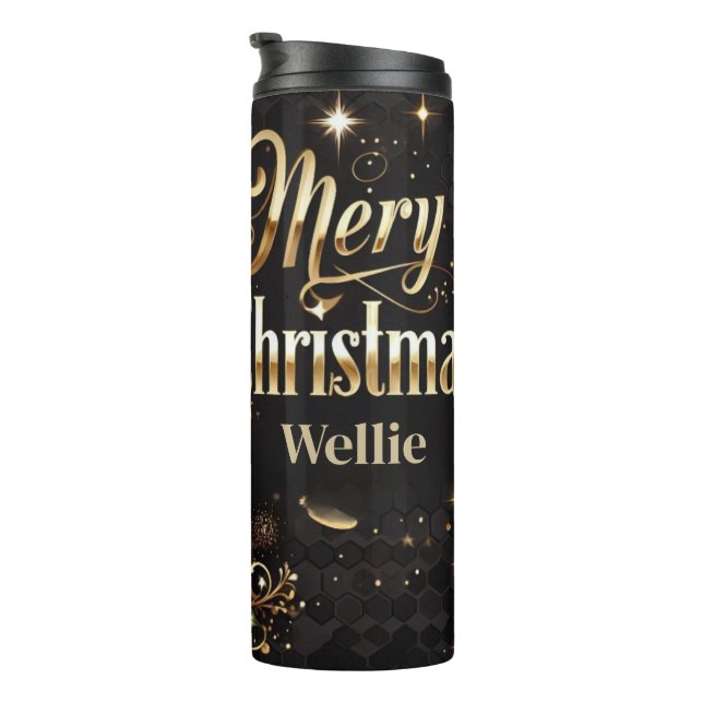 Termo Leopard Christmas Gold Personalized Tumbler (Rotado hacia la derecha)