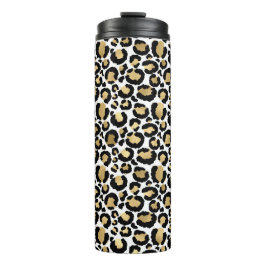 Termo Leopardo blanco y dorado