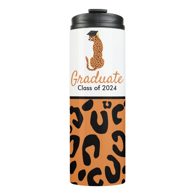 Termo Leopardo de graduación con gorra (Anverso)
