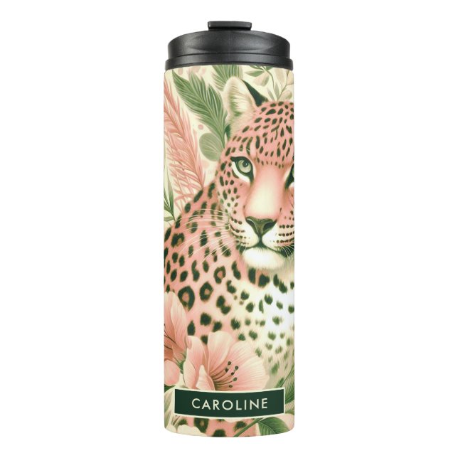 Termo Leopardo de la selva floral vintage (Anverso)