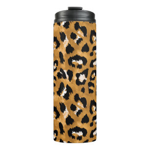 Termo Leopardo de piel animal: patrón de acuarela.