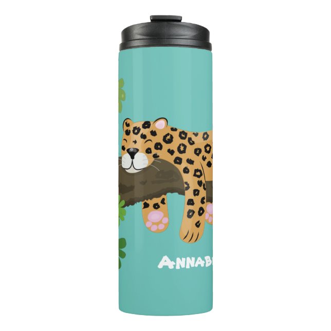 Termo Leopardo lindo durmiendo en un ilustracion de pers (Anverso)