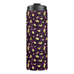 Termo Leopardo morado y dorado