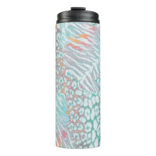 Termo Leopardo, tigre, piel, manchado, rayado, turquesa,