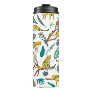 Termo Leopardos animales salvajes en la selva dibujada a