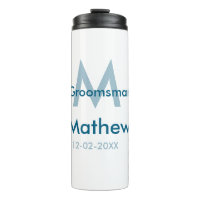 Letra azul marino groomsman fecha masculina por