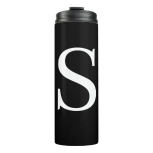 Termo Letra blanca y negra inicial plana monogramada