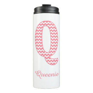 Termo Letra chevron rosada pastel Q Diseño
