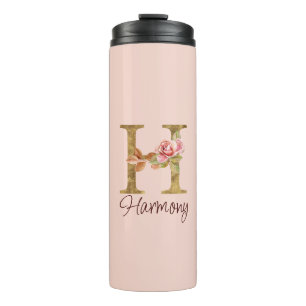 Termo Letra de nombre personalizado H Lámina de oro Rosa