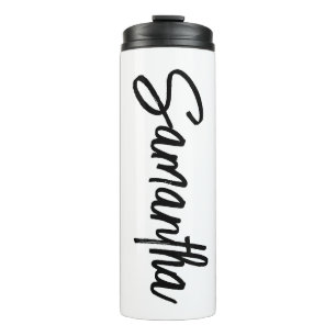Termo Letra de pincel blanco y negro personalizada