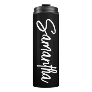 Termo Letra de pincel personalizada en blanco y negro