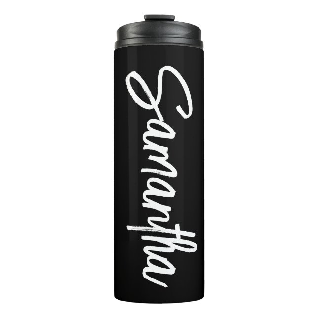 Termo Letra de pincel personalizada en blanco y negro (Anverso)