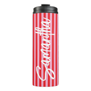 Termo Letra de pincel personalizada rayas rosadas y roja