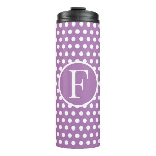 Termo Letra inicial Cute Classic Purple Polka Dots