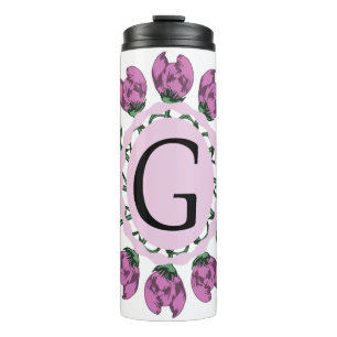Termo Letra mayúscula G monograma floral