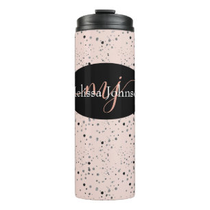 Termo Letras doradas rosa elegantes en Tu térmico negro