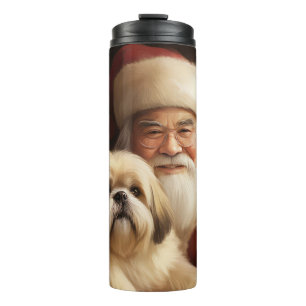 Termo Lhasa Apso con Santa Claus Navideño 
