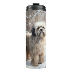Termo Lhasa Apso Deja que nieve Navidad
