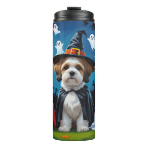 Termo Lhasa Apso Dogs Pumpkin Halloween Funny