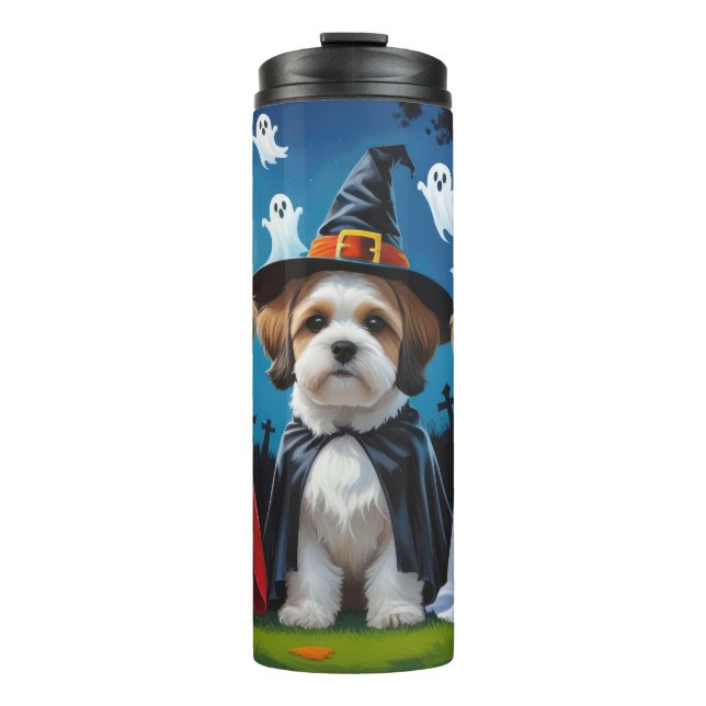 Termo Lhasa Apso Dogs Pumpkin Halloween Funny (Anverso)