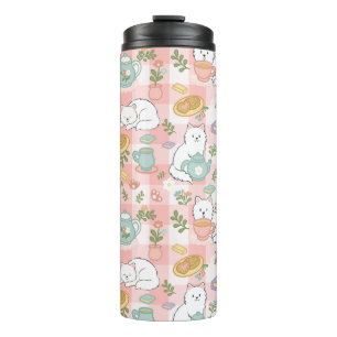 Termo Libro de té chica gato lindo rosa pastel