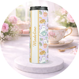 Termo Libro de Té Personalizado Gata Chica Mono Morado P