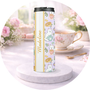 Termo Libro de Té Personalizado Gata Chica Mono Morado P