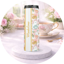 Termo Libro de Té Personalizado Gata Chica Mono Rosa Pas