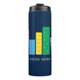 Termo Libro Nerd Funny Navy Moderno Azul Verde