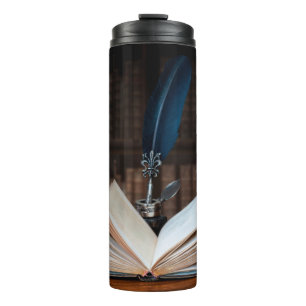 Termo Libros antiguos, plumilla y tintero vintage en mad