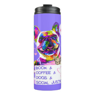 Termo Libros y café y perros y color de la justicia soci