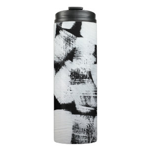 Termo Lienzo pintado abstracto blanco negro.
