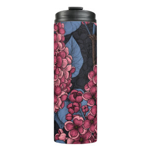 Termo Lílago rojo sobre azul oscuro