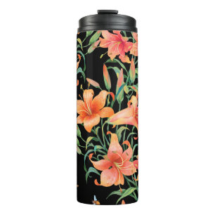 Termo Lilies patrón de fondo sin fisuras. 