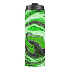 Termo Lime Green y Black Marble Swift Fluid Art