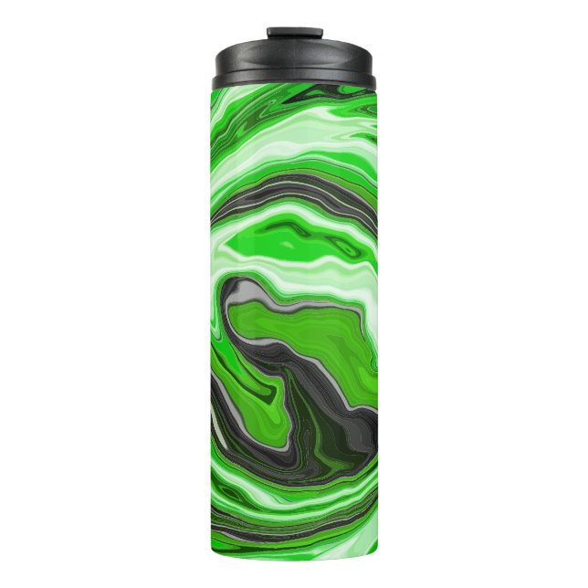 Termo Lime Green y Black Marble Swift Fluid Art (Anverso)