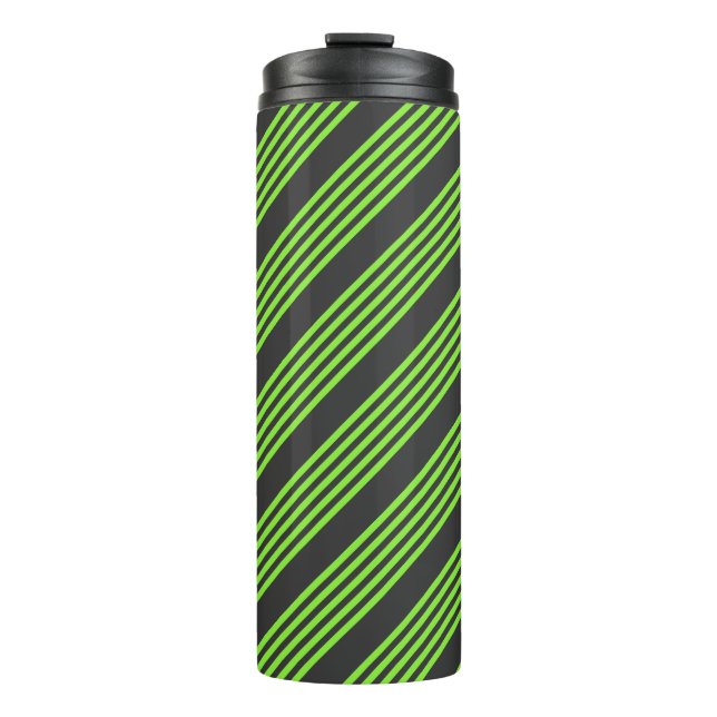 Termo Lime verde y carbón vegetal cinco rayas patrón (Anverso)