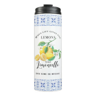 Termo Limoncello Limones Baldosa Floral Italiana Acuarel
