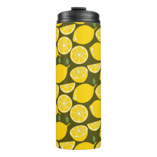 Termo Limones Amarillos y Patrón Verde Oliva: Citrus Mod