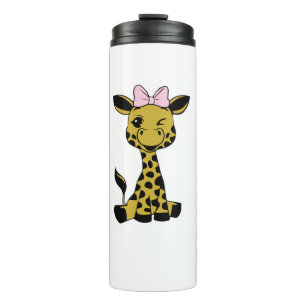 Termo lindo bebé Giraffe con arco rosa