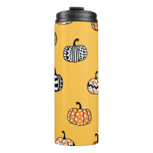 Termo Lindo calabaza dibujada a mano patrón sin costura,