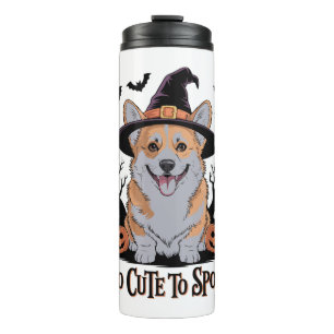 Termo Lindo Corgi de Halloween con sombrero de bruja