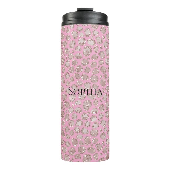 Termo Lindo Leopardo de Purpurina Brillante Glitzy (Anverso)