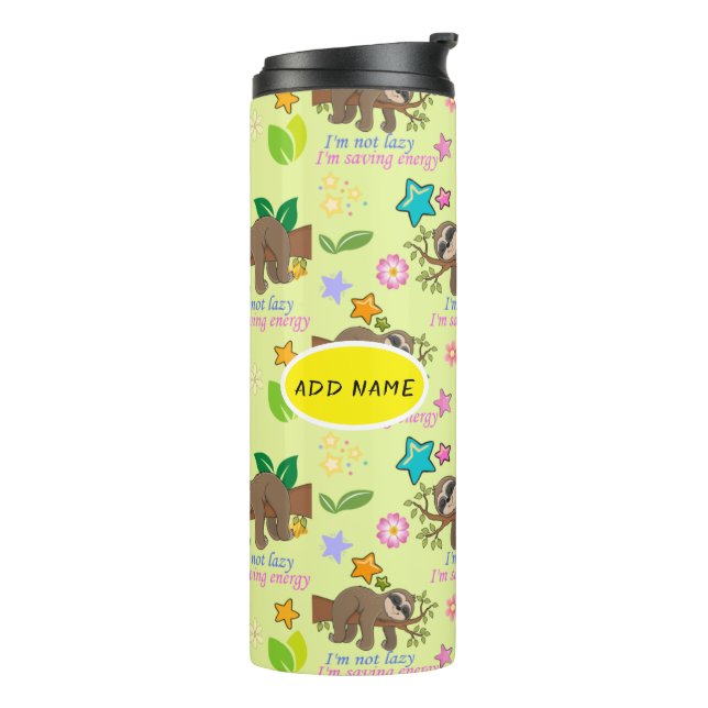 Termo Lindo patrón amarillo Funny Cita perezosa Floral (Rotado hacia la izquierda)